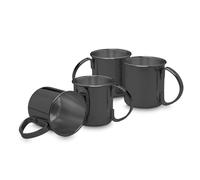 Echtwerk Juego de 2 vasos de cobre irrompibles de acero inoxidable - Ideal para ginebra, vodka, cerveza y bebidas frías - Estuche de regalo - Edición negra - 480 ml