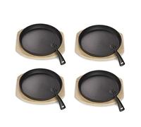 ECHTWERK Juego de 4 sartenes de hierro fundido con tabla de servir, Mango extraíble, Ya cocidas, Aptas para hornos, parrillas y barbacoas, Ø 25 cm