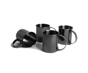 Echtwerk Juego de 4 vasos de cobre irrompibles de acero inoxidable - Ideal para ginebra, vodka, cerveza y bebidas frías - Estuche de regalo - Edición en negro - 1000 ml
