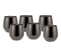 ECHTWERK Copas de vino, copas de vino tinto, copas de acero inoxidable, copas irrompibles, vasos inastillables, copas de cóctel, copas de camping, 500 ml, Black-Edition, 6 piezas