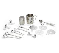 ECHTWERK Juego de accesorios de café, 23 piezas, 350 ml, 4 espresso, 4 cappuccino, 4 latte macchiato, 4 pinzas de café, 4 moldes de café, 4 cucharas de café, plateado estilo barista