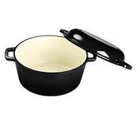 ECHTWERK Juego de cacerola y sartén 2 en 1 ECHTWERK, Asador de hierro fundido con tapa, con revestimiento esmaltado, Para hornos, parrillas, barbacoas, inducción, 3,5 L, Ø 25,3 cm
