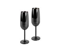 Echtwerk Juego de copas de champán de 2 piezas de acero inoxidable, edición negra, 250 ml, 22,5 x 6,3 cm