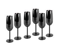 Echtwerk Juego de copas de vino espumoso y champán de 6 piezas de acero inoxidable, edición negra, 250 ml, 22,5 x 6,3 cm