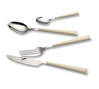 ECHTWERK juego de cubiertos "Basic" con mangos de plástico, cubiertos de camping, cubiertos de picnic, cubiertos de exterior, hasta 4 personas, acero inoxidable 18/0, crema, 24 piezas
