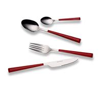ECHTWERK juego de cubiertos "Basic" con mangos de plástico, cubiertos de camping, cubiertos de picnic, cubiertos de exterior, hasta 4 personas, acero inoxidable 18/0, rojo, 24 piezas