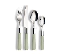 ECHTWERK Juego de cubiertos "Bistro", con mangos de plástico, cubiertos de camping, cubiertos de picnic, 16 piezas, para hasta 4 personas, acero inoxidable 18/0, verde