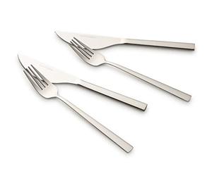 ECHTWERK juego de cubiertos de pizza, cubiertos de carne, cubiertos de cena 4 piezas para hasta 2 personas, Con 2 cuchillos de pizza y 2 tenedores de pizza de acero inoxidable, edición plata