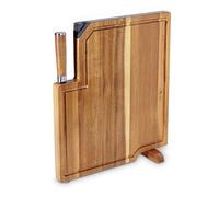 Echtwerk Juego 3 en I con Tabla de Cortar de Madera de Acacia con afilador de Cuchillos Integrado, Stainless Steel, 42.5L x 3.5B cm