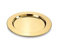 Echtwerk Juego de plato llano/plato para servir Shiny, plato de acero inoxidable, plato decorativo, platillo, plato para servir, Ø 33,2 cm, edición dorada, 2 piezas