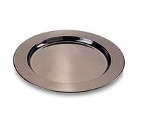 Echtwerk Juego de plato llano/plato para servir Shiny, plato de acero inoxidable, plato decorativo, platillo, plato para servir, Ø 33,2 cm, edición negra, 2 piezas