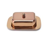 Echtwerk Mantequera de acero inoxidable, bandeja de mantequilla de alta calidad, caja de mantequilla con tapa, campana para desayuno y cocina, 250 g, edición de cobre, 18,5 x 12,2 x 7,0 cm