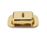 Echtwerk Mantequera de acero inoxidable de alta calidad, mantequilla, con tapa, campana de mantequilla para desayuno y cocina, 250 g, edición dorada, 18,5 x 12,2 x 7,0 cm