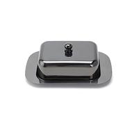 Echtwerk Mantequera de acero inoxidable de alta calidad, mantequilla, mantequilla, con tapa, campana para desayuno y cocina, 250 gr de almacenamiento de mantequilla, color negro, 18,5 x 12,2 x 7,0 cm