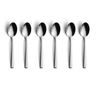 Echtwerk Mocha, Juego de cucharas de 6 Piezas, para café y té, con Superficie Brillante, de Acero Inoxidable 18/10, Moderno y Duradero, Avelino edición Plata, Stainless Steel