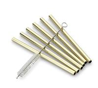 Echtwerk pajitas reutilizables de acero Inoxidable, 7 piezas, incluye cepillo de limpieza, pajita: 12 cm, cepillo: 13,5 cm