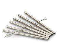 Echtwerk pajitas reutilizables de acero Inoxidable, 7 piezas, incluye cepillo de limpieza, pajita: 12 cm, cepillo: 13,5 cm