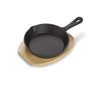 ECHTWERK Sartén de hierro fundido, mini sartenes con tabla de servir, pequeña sartén para barbacoa, ya horneada, apta para horno, barbacoa e inducción, ideal para cocinar y servir