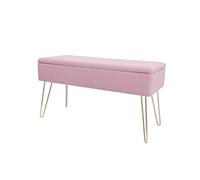 ECHTWERK Scarlett Banquete Scarlet-Banco Acolchado con Funda de Terciopelo (Rectangular, con Espacio de Almacenamiento, Patas de Metal), Color Rosa, Mezcla de poliéster, 75 x 30 x 42 cm
