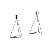ECHTWERK Set de 2 portavelas y Velas de té Modern Small, edición Plateada, diseño geométrico, portavelas votivo para salón/Comedor, decoración de Mesa de Boda, 9,5 x 9,5 x 16,5 cm