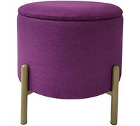 Echtwerk Taburete Logan con Superficie de poliéster, función de Almacenamiento, 40 x 40 x 40 cm, hasta 150 kg, Color Morado, Metal