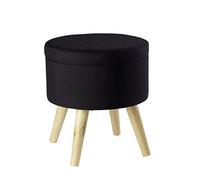 ECHTWERK Taburete MAX con Asiento Redondo, con Espacio de Almacenamiento, Tapa extraíble, Asiento Acolchado, Patas de Madera, Color Negro, 32 x 32 x 39 cm