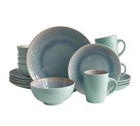 ECHTWERK Vajilla vintage de 16 piezas "Ana", diseño moderno, para 4 personas, elegante vajilla de porcelana con 4 platos llanos, 4 platos llanos, 4 cuencos, 4 tazas de té