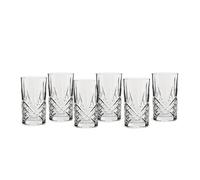 ECHTWERK vasos largos, 6 piezas, 350 ml - vasos highball de cristal resistente, aspecto tallado con estructura en relieve, forma cilíndrica, aptos para lavavajillas, 13,8 x 7,7 cm