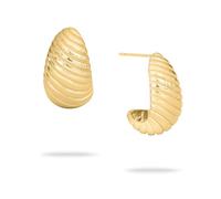 Echtzeit aro The Organic Drop - 2,2 cm, oro - tropfenförmige Edelstahl-Ohrringe con feinen Linien & 14 quilates dorado - resistente al agua & hipoalérgico joyería para mujer