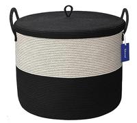 Echueuey XXXXL - Cesta de cuerda de algodón extragrande con tapa, 53,3 cm de ancho x 45,7 cm de alto, cesta de manta rígida gruesa para sala de estar, cesta grande de almacenamiento tejida para