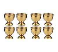 Echwave Juego de 8 hueveras de acero inoxidable, huevos duros y bandeja suave, soporte para herramientas, color dorado