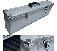 ECI® Maleta de aluminio plateada con espuma de cubos, tapa extraíble, maletín de herramientas de aluminio, 710 x 155 x 240 mm