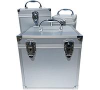 ECI Maleta de aluminio plateada con forma de cubo 25 x 25 x 25 cm con espuma de rejilla