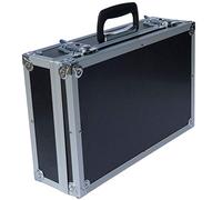 ECI® Maletín de aluminio negro con espuma de cubo vacío, maletín de aluminio, caja de herramientas, 400 x 250 x 115 mm