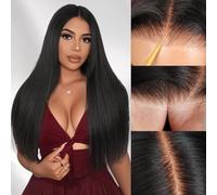 Ecibeny Pelucas de cabello humano sin pegamento, prearrancadas, precortadas, 7 x 4, pelucas de cabello humano con cierre frontal, pelucas de cabello humano de densidad del 180 %, pelucas de encaje