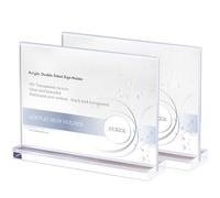 ECKEK Paquete de 2 soportes acrílicos para letreros de menú, soporte de doble cara A4/A5/A6 transparente (horizontal transparente A4 210 x 297 mm)