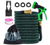 Eckerdromk 15m Manguera Jardin Extensible, Manguera Flexible Jardín con Pistola Rociadora 10 Funciones, Garden Hose, Manguera de Riego para Lavado de Coches, Riego de Plantas, Limpieza de Suelos