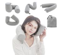 Eckerdromk Cojin Cuello Viaje, Cojin Cuello Viaje, Almohada Viaje Cuello, Almohada Cervicales y Cuello Viaje, Travel Pillow, Ajustable, Multi Puede Doblarse con Cremallera para Avión, Coche, Tren