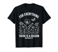 Eclesiastés 3:1 For Everything There Is A Season Floral Camiseta gráfica económica, Hombre, Negro, S
