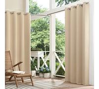 Eclipse Bradford - Cortina de Ventana Opaca versátil e Impermeable con Ojales para Interiores o Exteriores (1 Panel), 52 x 95 Pulgadas, Lino