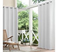 Eclipse Bradford - Cortina de Ventana Opaca versátil Impermeable con Ojales para Interiores o Exteriores (1 Panel), 52 x 95 Pulgadas, Color Blanco