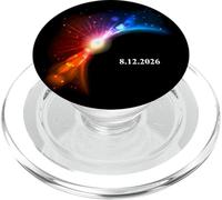 Eclipse Solar Total Agosto 12, 2026 Arco Iris Negro PopSockets PopGrip para MagSafe