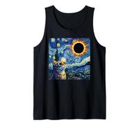 Eclipse Solar Total Gato 2026 Noche Estrellada Van Gogh Camiseta sin Mangas