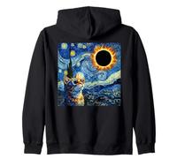 Eclipse Solar Total Gato 2026 Noche Estrellada Van Gogh Sudadera con Capucha