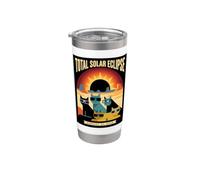 Eclipse solar total gatos divertidos con gafas agosto 2026 Vaso térmico de acero inoxidable de doble pared