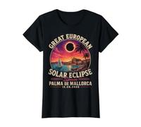 Eclipse Solar Total Mallorca España 12 Agosto 2026 Camiseta gráfica económica, Mujer, Negro, S