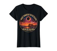 Eclipse Solar Total Mallorca España 12 Agosto 2026 Spain Camiseta gráfica económica, Mujer, Negro, XS