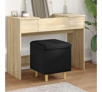Eclith otomana de almacenamiento con cojín negro de 40 x 40 x 45 cm de tela versátil con espacio de almacenamiento oculto, patas de madera robustas, taburete de cocina, taburete de bar