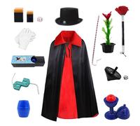 Ecloud Shop Trucos de Magia Set para niños - Disfraz de Capa Mágica, Varita Mágica y Accesorios de Magia, Traje para Niños Espectáculo de Magia Cosplay-80cm
