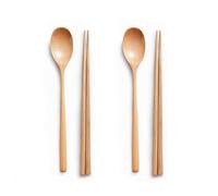 Ecloud Shop® Wooden Palillos de la Cuchara Establece Combinaciones de vajilla de Corea 2pcs